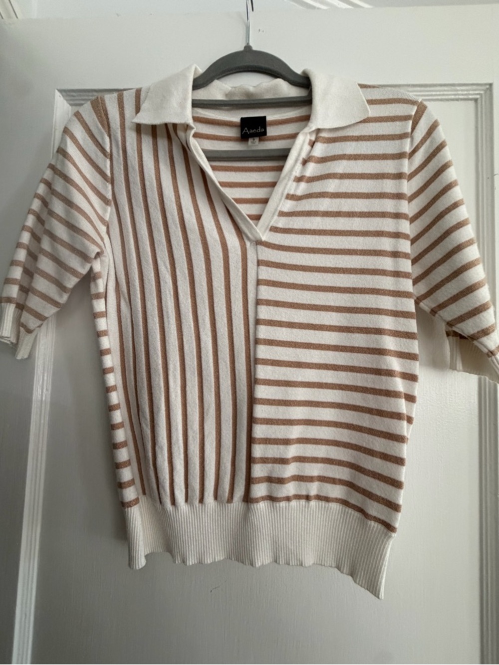Aaeda Striped Polo Sweater size small